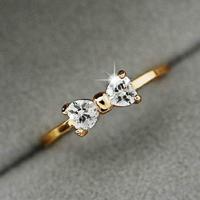 3 PC's vrouwen mode Crystal Bowknot Cubic Zirkonia Rings(gold) - thumbnail