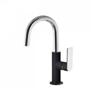 Wastafelmengkraan Tres Loft Colors 1-Hendel Uitloop Gebogen 17 cm Rond Zwart Chroom - thumbnail