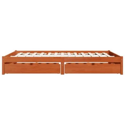 Bedframe met lade Wasbruin 160 x 200 cm Massief Vurenhout