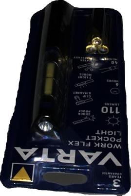 Varta 17647101421 Work Flex Pocket Light Penlight werkt op batterijen LED 230 mm Grijs, Blauw