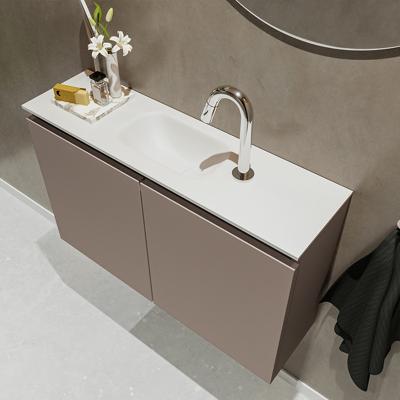 MONDIAZ TURE 80cm toiletmeubel smoke. EDEN wastafel talc midden 1 kraangat