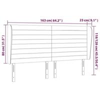 Hoofdbord met randen 163x23x118/128 cm stof lichtgrijs - thumbnail