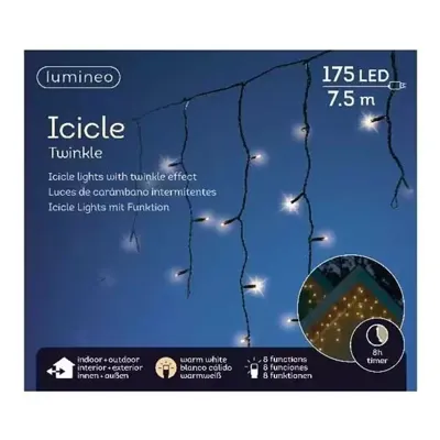 Lumineo Icicle twinkle led 7,5m 175led warm wit
