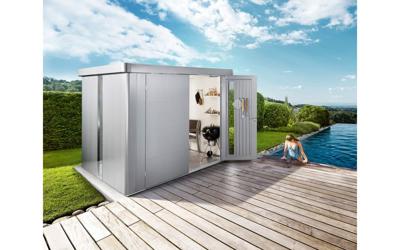 Biohort Neo 2B metalen tuinhuis enkele deur zilver 236x236 cm Biohort Neo 2B metalen tuinhuis enkele deur zilver 236x236 cm