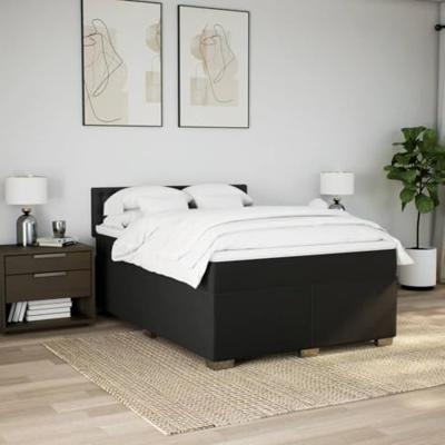 Boxspring met matras stof zwart 140x200 cm
