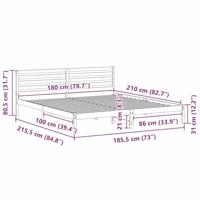 Bedframe met hoofdeinde Bruin 180 x 210 cm Massief grenenhout - thumbnail