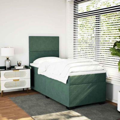 Boxspring met matras fluweel donkergroen 200x200 cm - thumbnail