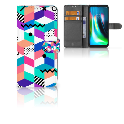 Motorola Moto G9 Play | E7 Plus | Book Case | Blokken Kleurrijk