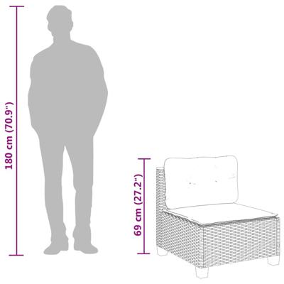 4-delige Loungeset met kussens poly rattan beige - thumbnail