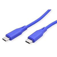 ROLINE USB 2.0 kabel, type C-C, ST/ST, siliconen, 60W, blauw, 1 m - thumbnail