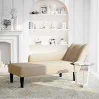 Chaise longue met rechterarmleuning stof crmekleurig - thumbnail