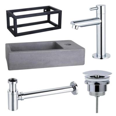 Fortifura Fuente fonteinset - 40x20x23.5cm - 1 kraangat - zwart frame - fonteinkraan chroom - beton SW696234/SW696209/SW696219/SW373151/SW405221 Fortifura Fuente fonteinset - 40x20x23.5cm - 1 kraangat - zwart frame - fonteinkraan chroom - beton SW696234/SW696209/SW696219/SW373151/SW405221