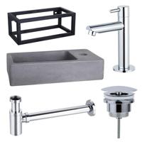 Fortifura Fuente fonteinset - 40x20x23.5cm - 1 kraangat - zwart frame - fonteinkraan chroom - beton SW696234/SW696209/SW696219/SW373151/SW405221 - thumbnail