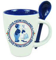 Mok + lepel 10,5 cm kussend paar - thumbnail