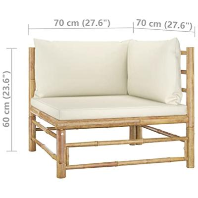 2-delige Loungeset met crmewitte kussens bamboe
