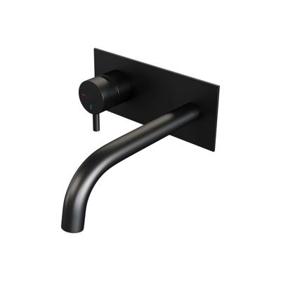 Black Edition inbouw wastafelmengkraan met gebogen uitloop en afdekplaat B2 mat zwart