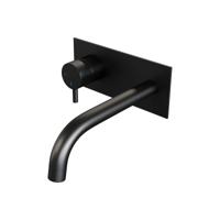 Black Edition inbouw wastafelmengkraan met gebogen uitloop en afdekplaat B2 mat zwart - thumbnail