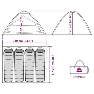 Koepeltent 4-persoons waterdicht groen Koepeltent 4-persoons waterdicht groen