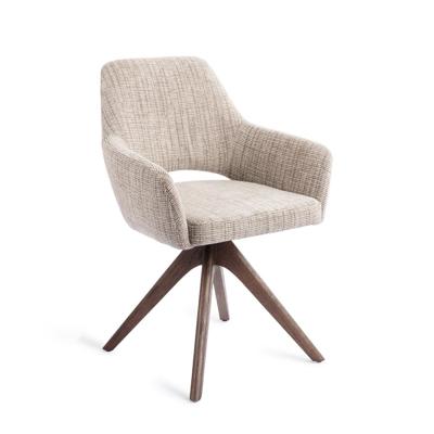 Jesper Home Yanai eetkamerstoel Caramel Grid revolve oak walnut