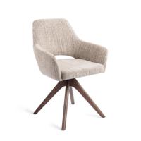 Jesper Home Yanai eetkamerstoel Caramel Grid revolve oak walnut - thumbnail