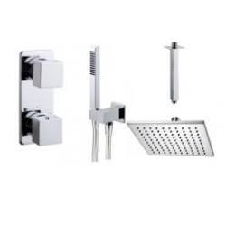 Regendoucheset Inbouw Plafond Mila 30cm Vierkant Chroom Thermostaatkraan Handdouche Regendoucheset Inbouw Plafond Mila 30cm Vierkant Chroom Thermostaatkraan Handdouche