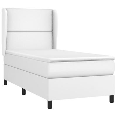 Boxspring met matras kunstleer wit 100x200 cm - thumbnail