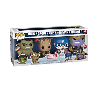 Marvel Holidays Funko Pop Vinyl 4-Pack: Hulk, Groot, Cap Snowman & Thanos