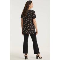 Simply Be top met all over print zwart/zand/oranje - thumbnail