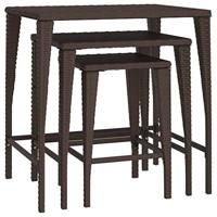 Tafeltjesset 3 st poly rattan bruin - thumbnail