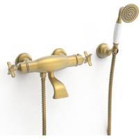 Badmengkraan Tres Clasic Opbouw Incl Handdouche Verouderd Messing Mat - thumbnail