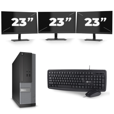 Dell Optiplex 3020 USFF - Intel Core i5-4e Generatie - 8GB RAM - 256GB SSD - Windows 10 + 3x 23 inch Monitor