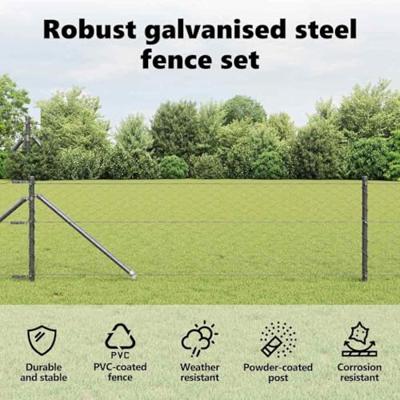 VidaXL Afrasteringspaal grijs 25 x 0,6 m (50 mm gaas) staal en pvc VidaXL Afrasteringspaal grijs 25 x 0,6 m (50 mm gaas) staal en pvc