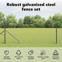 VidaXL Afrasteringspaal grijs 25 x 0,6 m (50 mm gaas) staal en pvc - thumbnail