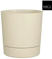 Mica Decorations Bloempot 'Coco' met schotel d38 h40 beige - thumbnail