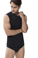 Heren Mouwloos shirt V-hals - Dry Cotton - Katoenen shirts zonder mouwen zwart - thumbnail