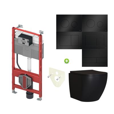 TECE Profil Toiletset set65 Mudo Mat Zwart met TECE Drukplaat