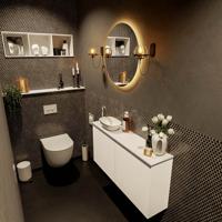 MONDIAZ FOWY toiletmeubel 100cm kleur talc. Waskom positie links kleur talc | talc. Met 1 kraangat - thumbnail