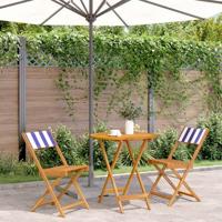 3-delige Bistroset stof en massief hout blauw en wit - thumbnail