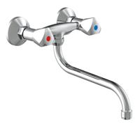 Tweegreeps Keukenkraan Schutte Cesti Draaibare Uitloop Wandmontage Chroom Schütte - thumbnail