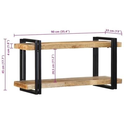 Wandschap 90x33x45 cm massief ruw mangohout Wandschap 90x33x45 cm massief ruw mangohout