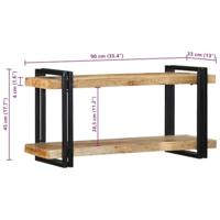 Wandschap 90x33x45 cm massief ruw mangohout - thumbnail