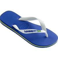 Teenslippers voor kinderen Brasil logo HAVAÏANAS marineblauw/wit - thumbnail