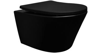 Saqu Sky 2.0 randloos hangtoilet met slimseat toiletbril met quickrelease mat zwart