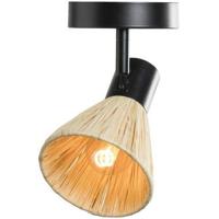 1-spot Raffia E14 - beige/zwart metaal - 19x15x11 cm - thumbnail