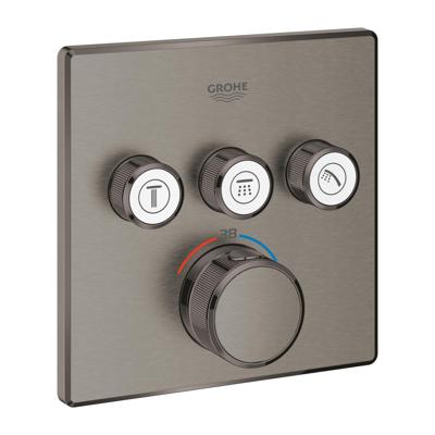 Grohe Inbouwkraan Grohtherm Smart Control Thermostaatkraan met 3-weg Omstelling Vierkant Hard Graphite Geborsteld Grohe Inbouwkraan Grohtherm Smart Control Thermostaatkraan met 3-weg Omstelling Vierkant Hard Graphite Geborsteld