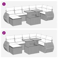 9-delige Loungeset met kussens poly rattan zwart - thumbnail
