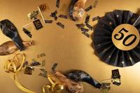 Classy Ballonnen 50 Jaar Zwart/Goud (6st) - thumbnail