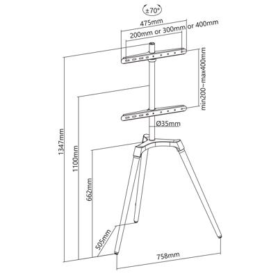 Nedis TVSM7060BK Tv Vloerstandaard 50 - 65 " 35 Kg Scandinavian Design Draaibaar Anti-omval-riem Snap-lock Aluminium / Staal Zwart