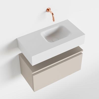 MONDIAZ ANDOR 60cm toiletmeubel linen. LEX 60cm wastafel talc rechts geen kraangat