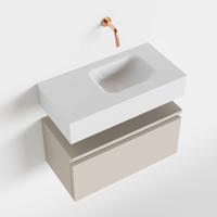 MONDIAZ ANDOR 60cm toiletmeubel linen. LEX 60cm wastafel talc rechts geen kraangat - thumbnail